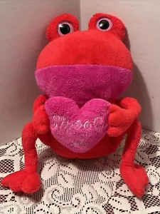 Peluche rana avventura animali San Valentino rosa/rosso cuore liscio XO 2012 amore 10" - Foto 1 di 7