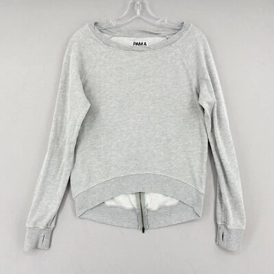 Pam & Gela Pullover Sweatshirt Womens Petite Size P Gray Long Sleeve Thumb Holes - Image 1 of 4