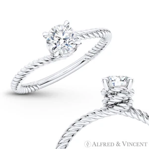 Forever ONE DEF Round Moissanite 4Pr Solitaire Engagement Ring in 14k White Gold - Picture 1 of 6