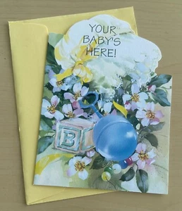 Your Baby's Here BABY BOY Congratulations GREETING CARD ; BRAND NEW - Picture 1 of 3