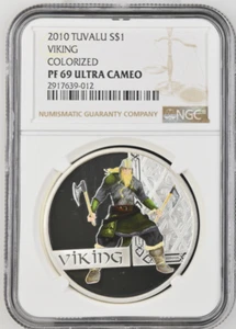 1 DOLLAR 2010 TUVALU VIKING SILVER PROOF NGC PF69 - Picture 1 of 4