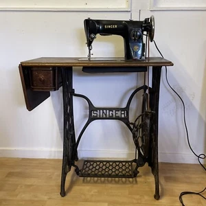 Antique Singer 201K Treadle Sewing Machine Cast Iron Table Base - Picture 1 of 24