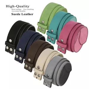 Belts for Men & Women Unisex Suede Leather Belt Strap 1 1/2" Wide Multi-Color - Picture 1 of 13