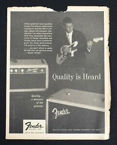 1963 Fender Guitar Advertisement Vintage Ad  Quality Is Heard Jazzmaster Showman