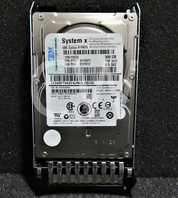 IBM 81Y9670 81Y9671 81Y3812 300GB 15K RPM 6Gb/s 2.5" SAS SERVER HDD Hard Drive - Image 1 of 4