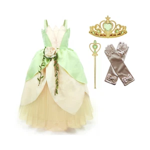 Deluxe Disney-Inspired Princess Tiana Costume Dress for Birthday and Beyond - Picture 1 of 9