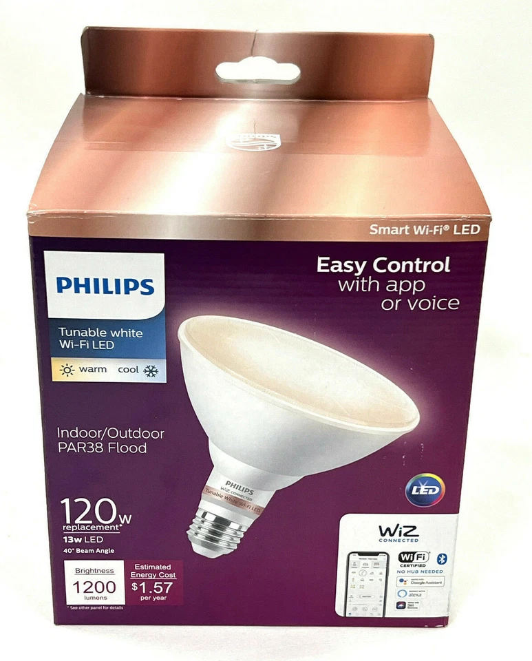 Philips Tunable White PAR38 120W Equivalent Dimmable Smart Wi-Fi Wiz Light - Image 1 of 1