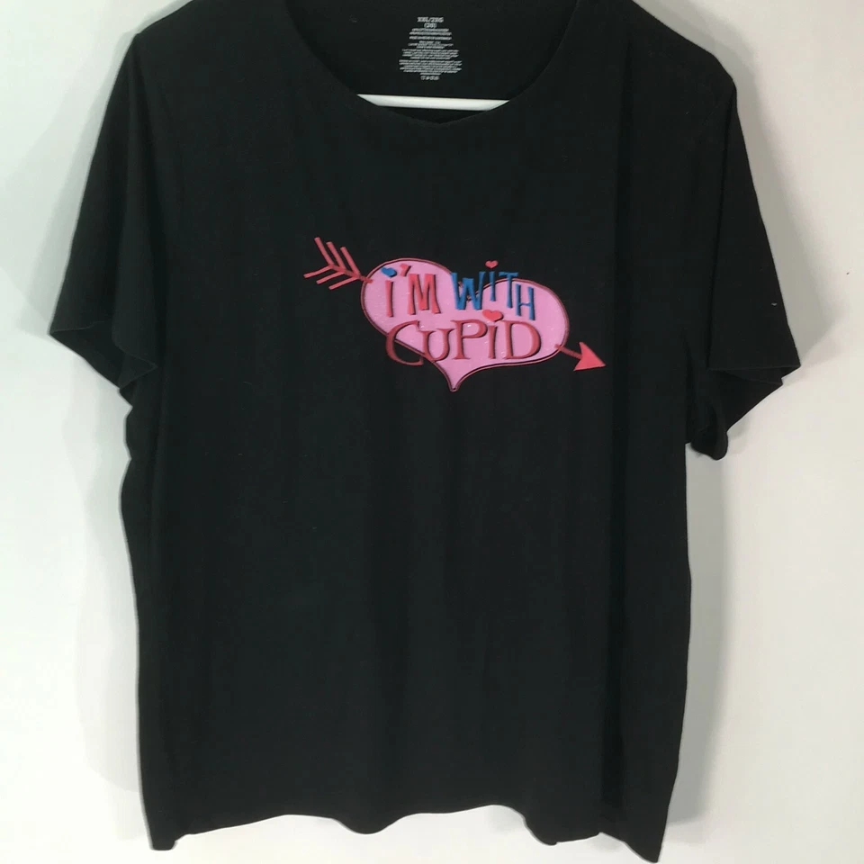 Camiseta Unisex Niños Mangas Cortas I'm With Cupido Negra Estampado Gráfico Talla 2XL Foto 1 de 4