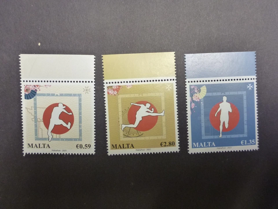 JUEGO DE 3 SELLOS JUEGOS OLÍMPICOS MALTA 2021 2020 COMO NUEVOS Foto 1 de 1
