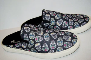 NEW Montana West Sugar Skulls Multicolor print Leisure Slip On Shoes Mules Sz 9M - Picture 1 of 4