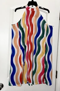 AUSELILY Summer Sleeveless Halter Neck Beach Dress Casual Sundress w/Pockets XL - Picture 1 of 7