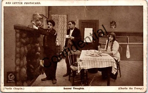 CHARLIE CHAPLIN TRAMP SECOND THOUGHTS VINTAGE POSTCARD - Picture 1 of 2