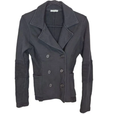 James Perse Womens 1 Black Long Sleeves Double Breasted Blazer Jacket Pockets - Image 1 of 4
