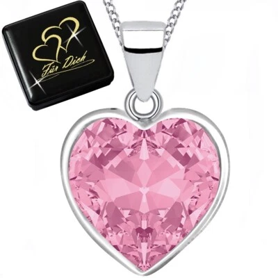 Herz Zirkonia Anhänger Halskette 925 Silber Rosa Weiss Mädchen Damen Kette - Bild 1 von 3