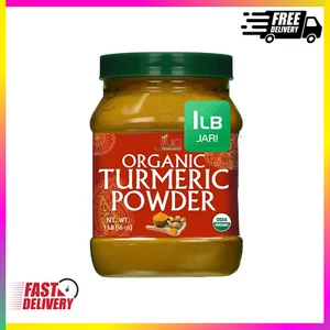 New 1 Pound Organic Turmeric Powder Jar by Jiva Organics -100% Raw with Curcumin - Picture 1 of 9
