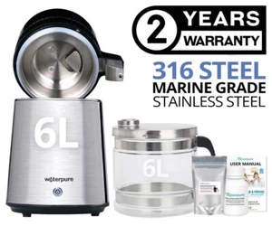 6L Water Distiller, 316 Marine Grade Stainless Steel, Glass Jug - Water Pure - Picture 1 of 9