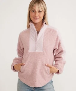 Suéter Chaqueta Pequeña Capa Marina Para Mujer Rosa Sherpa 1/2 Cremallera Nueva Sin Etiquetas $118 - Imagen 1 de 9
