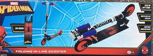 Spider Man Folding Inline Scooter Black Push Scooter Outdoor Fun for Boys - Picture 1 of 10