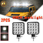 2PC 48W LED Work Light Truck OffRoad Tractor Flood Lights Lamp 12V-24V Square