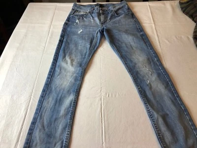 21 Мужчины тонкий джинсы 29/30 искусственно состаренный средний синий стирка 100% хлопок - Изображение 1 из 4