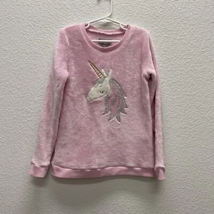 Lightning Bug Toddler Girls Size 8 Unicorn Sweatshirt Pink Sequins Fuzzy Cozy - Picture 1 of 6