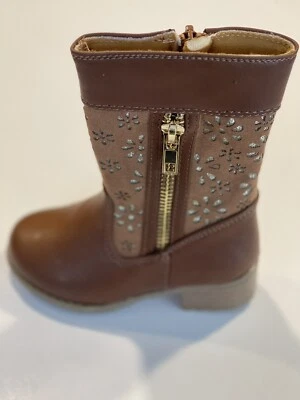 Rachel Girl's Toddler Boot Shoes Lil Henna Cognac Glitter Little Kids Brown 6 8M - Image 1 of 4