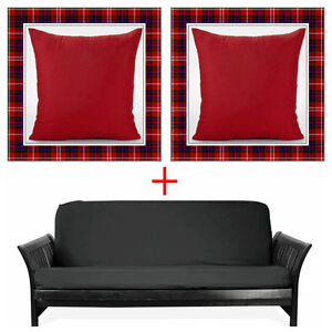 Black Full Size Futon Cover+Choose Favorite Color Of Pillows Cover! Free S/H