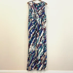 Soma Vestito Donna Extra Large Blu Viola Maxi Rayon Morbido Elasticizzato Beach Resort - Foto 1 di 9