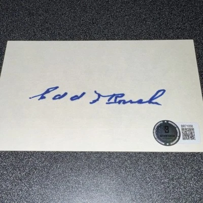 Edd Roush Autographed Signed Index Card BAS Beckett Authenticated - Image 1 of 3