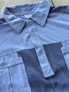 Haband Casual Joe Blue Striped Colorblock Mens XL Button Up Pocket Polo Shirt - Picture 1 of 9