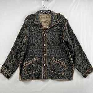 Yak Magik Womens Jacket Cardigan Tapestry Size L Boho Artsy Button Up Designer - Picture 1 of 15