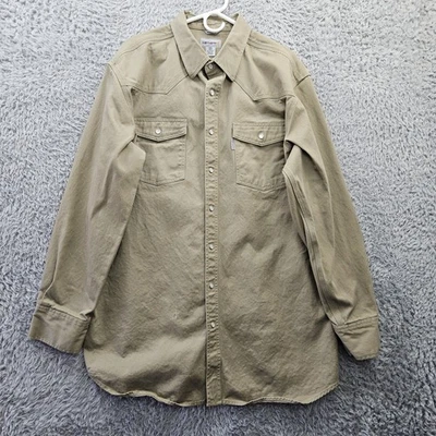 Camisa de Trabajo Carhartt S209 Perla Snap Caqui Ironwood Sarga 2XLT Grande Alta *marca Foto 1 de 4