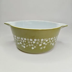 Vintage Pyrex 474-B 1.5 Qt. Spring Blossom Green Casserole Dish Crazy Daisy – No - Picture 1 of 8