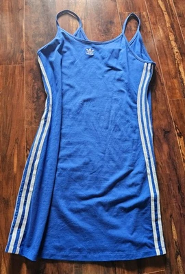 BLUE adidas ORIGINALS Women's Spaghetti Strap Tank Dress Large L Style GD2337 - Image 1 of 4
