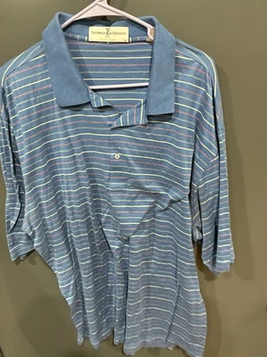 Fairway & Greene Men’s Blue Striped Short Sleeve Polo Shirt - Size XXL - Image 1 of 3