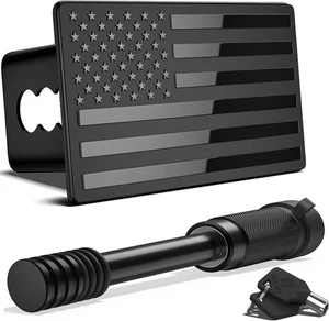 Cubierta de enganche de remolque con bandera americana de 2,5 pulgadas, apta para enganche de 2,5 pulgadas negro - Imagen 1 de 6