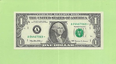 1999* ..UNCIRC $1  A 0446 7069 *  .... 1999 $1  A-*       STAR NOTE      FRN - Image 1 of 2