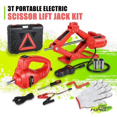 Gato Scssor Eléctrico Portátil 3T 12V con Llave de Impacto Kit de Herramientas de Reparación de Automóviles Foto 1 de 4