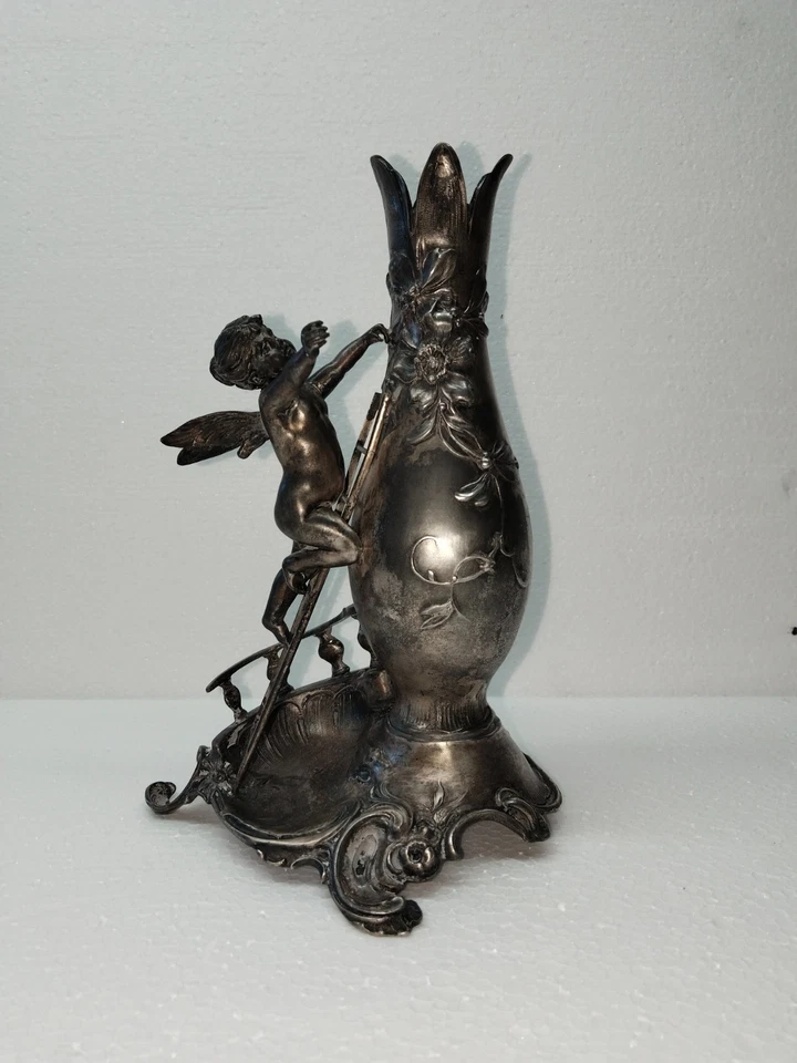 Jugendstil Vase Solifleur / mit Putto / Elfe, um ca. 1900 - Bild 1 von 4