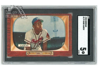 Hank Aaron 1955 Bowman Baseball Card #179 SGC 5 Excellent - Image 1 of 2