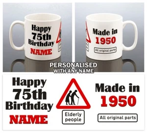 75th BIRTHDAY MUG Men Funny 75th Birthday Gift 1950 CUP Him Dad Grandad 75 Year - Foto 1 di 4