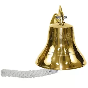 7" US. NAVY BRASS BELL ~ SHIP BELL ~ REPLICA BELL~ DINNER BELL ~ NAUTICAL DECOR - Picture 1 of 1