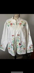 New With Tags Ladies Quacker Factory 1X White Embroidered Jacket - Picture 1 of 2
