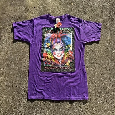 Vintage New Orleans Mardi Gras 1999 Band Of Angels Art T Shirt Medium Abstract - Image 1 of 4