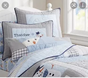 Pottery Barn Kids SNOWMAN Patchwork Quilt & 3 Different Size Shams - Twin - Picture 1 of 12