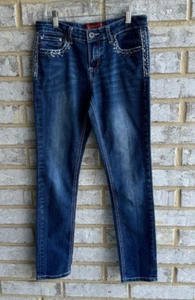 Seven7 Rhinestone Embroidered Embellished Jeans Girls Kid's Size 14. - Picture 1 of 7
