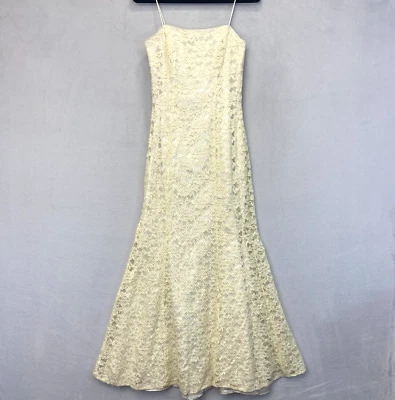 Vestido de sirena vintage Dave And Johnny de Laura Ryner 5/6 vestido de encaje dorado marfil Foto 1 de 4