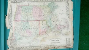 1867 Antique Map of Massachusetts Rhode Island Connecticut Mitchell hand-colored - Picture 1 of 5