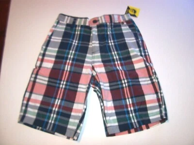 NUEVO Volcom Talla 10 Big Youth Niños Rojo Azul Marino Cuadros Caqui Pantalones Cortos Foto 1 de 2