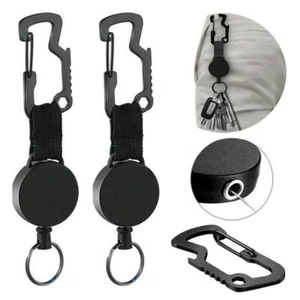 Einziehbarer Schlüssel Werkzeug Rollenhalter Stahl Gürtelclip Kette Schwerlast Split Ring - Bild 1 von 15